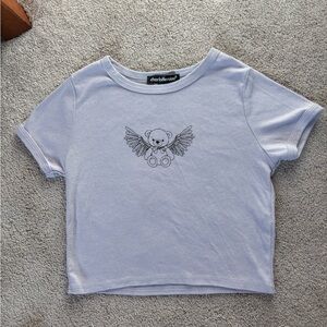 Charlotte Russe Lavender Short Sleeve Tee with Bear Design